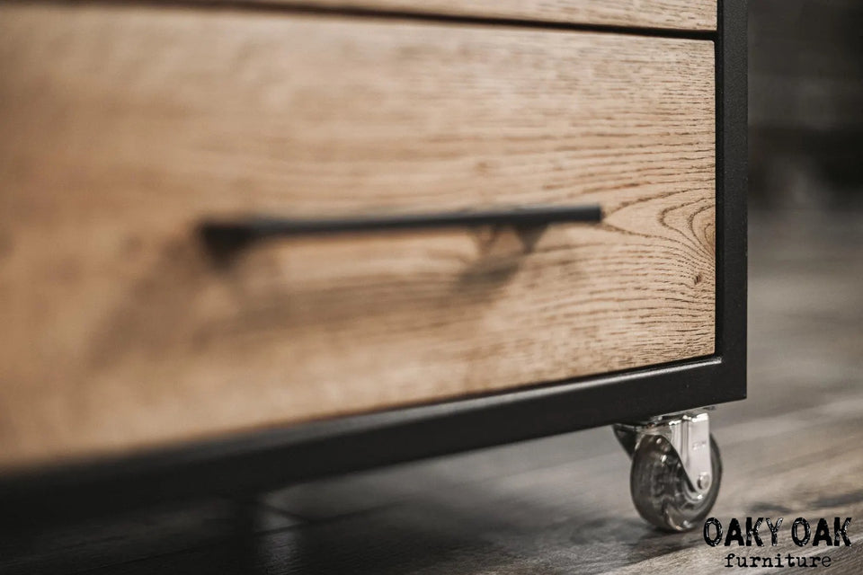 OAK CHEST OF DRAWERS WITH A STEEL FRAME 852