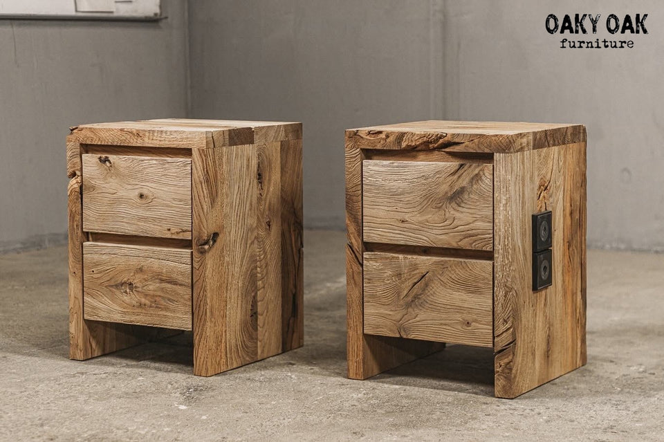 OAK NIGHTSTAND WITH TWO DRAWERS 896