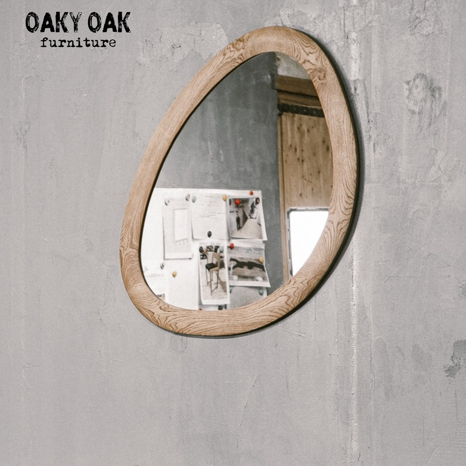ORGANIC WALL MIRROR WITH SOLID OAK FRAME 917