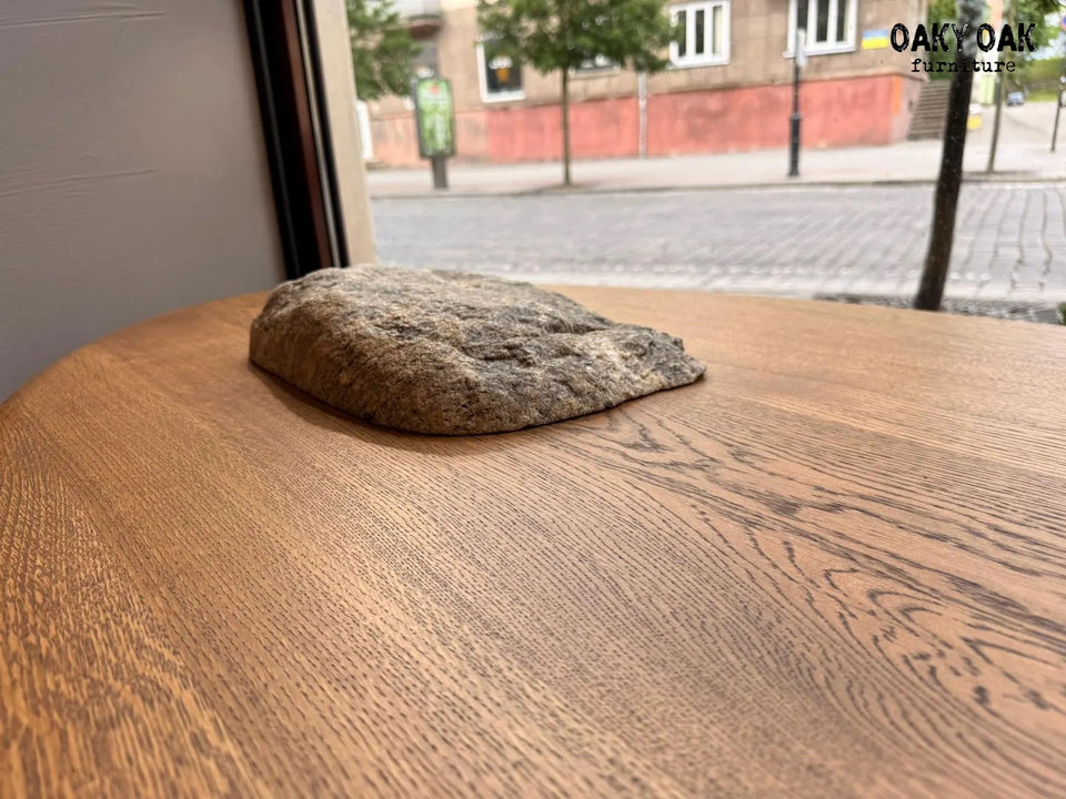 OAK COFFEE TABLE WITH NATURAL STONE BASE 881