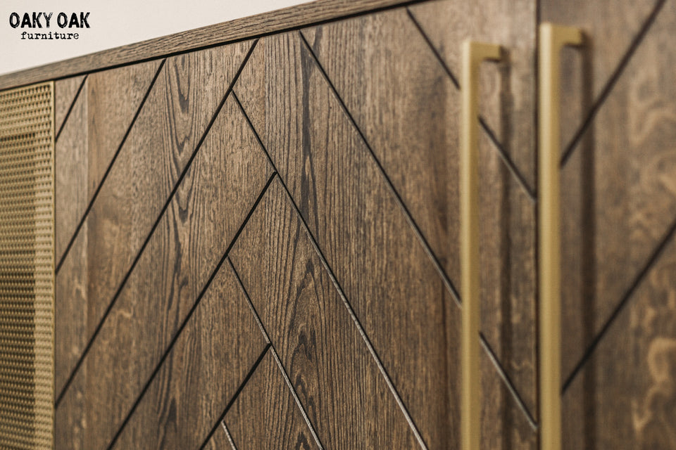 OAK SIDEBOARD WITH METAL MESH DOORS 890