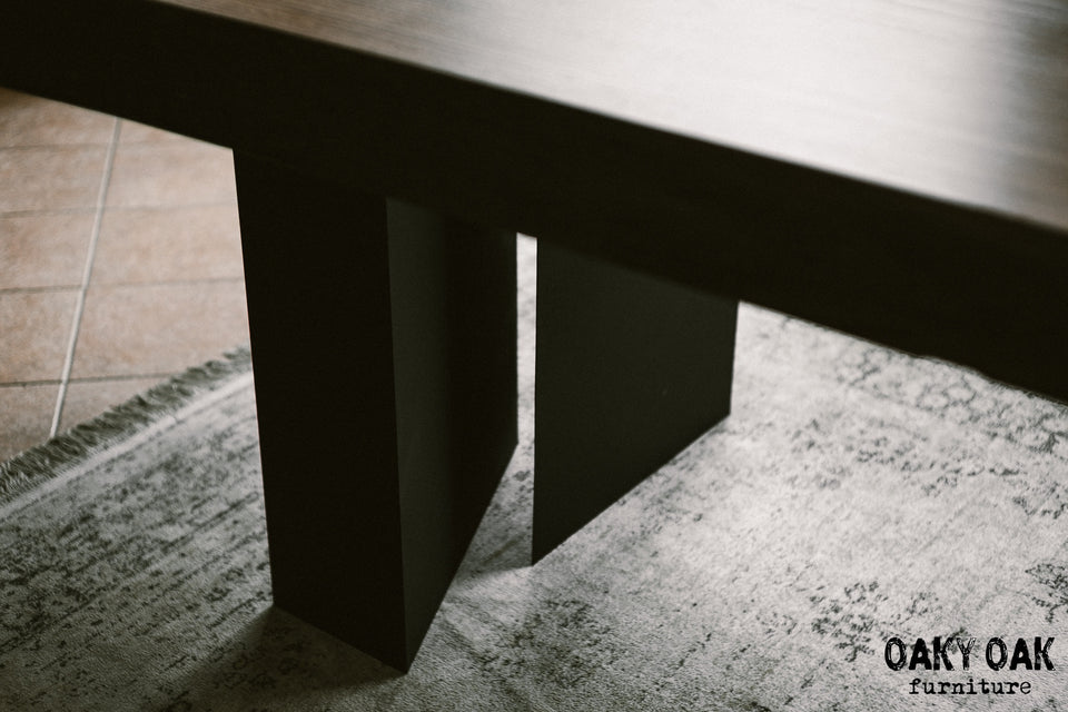 OAK DINING TABLE WITH BLACK STEEL LEGS 893