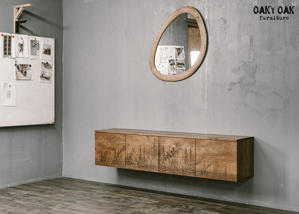 ORGANIC WALL MIRROR WITH SOLID OAK FRAME 917